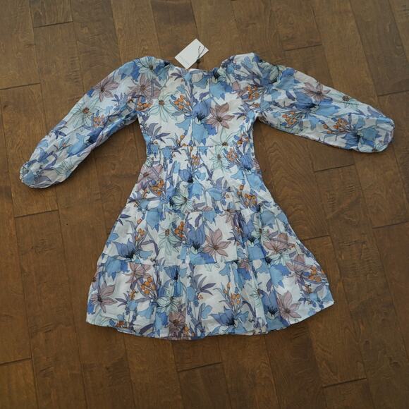 NWT Hale Bob Paisley Printed V-Neck Button Down Mini Dress in Blue size XS - Picture 3 of 7